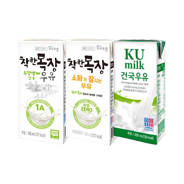 건국 멸균우유 오리지널 200ml 24팩 외 무항생제인증우유/소화가잘되는우유