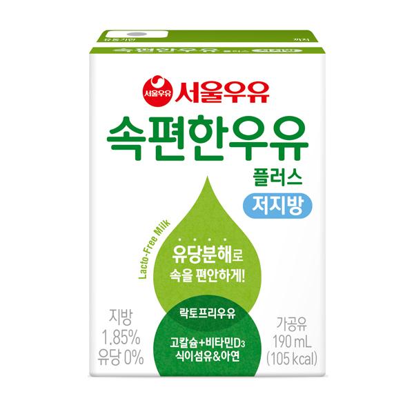 서울우유 속편한우유 플러스 저지방 190ml  24입