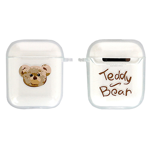 TR테디베어(Teddy Bear) 테디 페이스 에어팟 투명 케이스 1,2세대